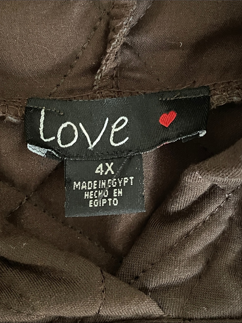 Love Brown Quilted Pullover Hoodie Pockets Size 4X - Picture 4 of 11